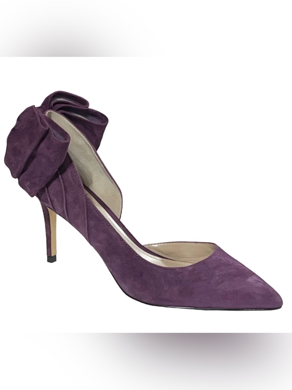 NEW WHITE HOUSE BLACK MARKET PURPLE CALLIE SUEDE BOW HIGH HEELS PUMPS SZ 9